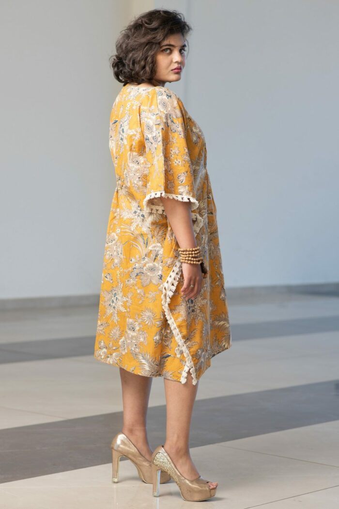 Beautiful yellow cotton kaftan - Image 3