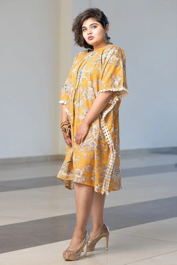 Beautiful yellow cotton kaftan - Image 1