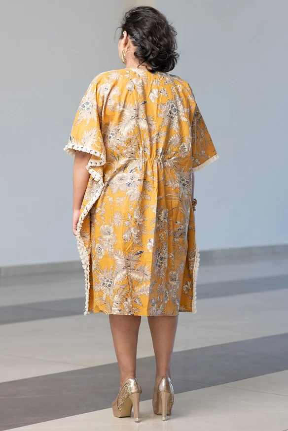 Beautiful yellow cotton kaftan - Image 4