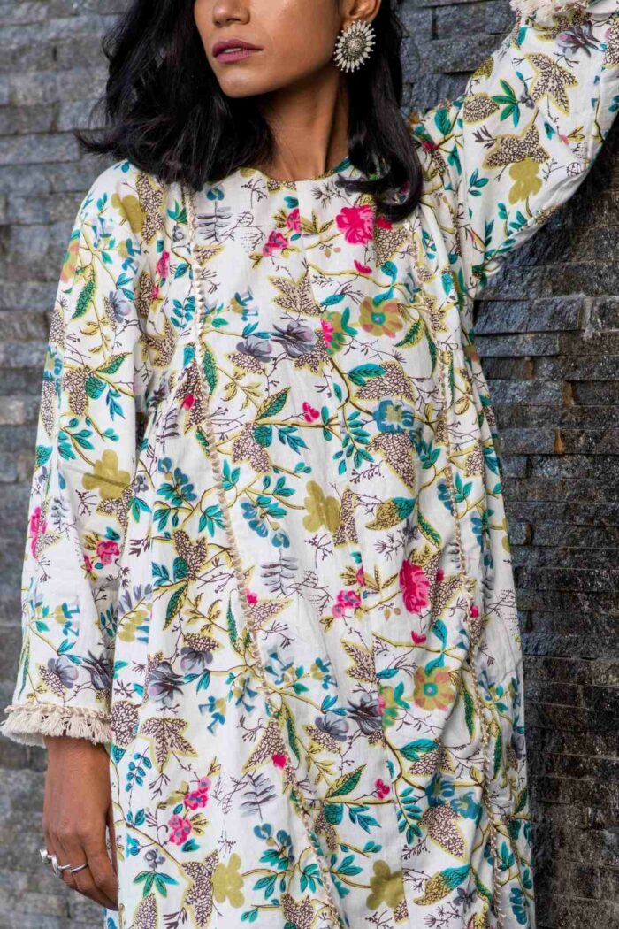 White flower print cotton palazzo set - Image 6