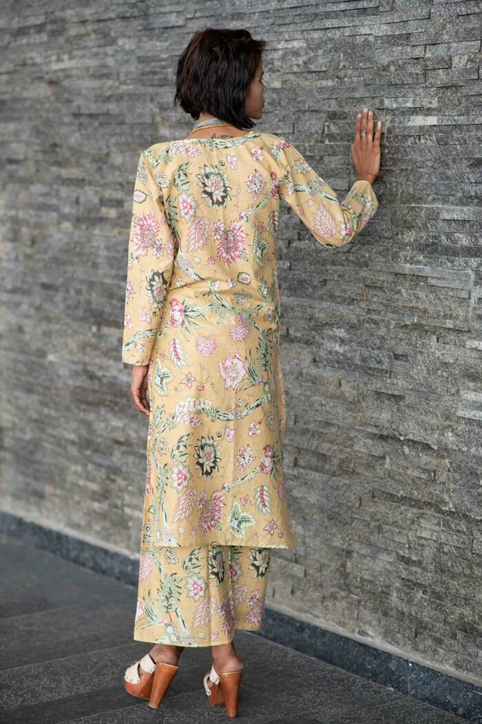 Straight beige Floral pallazo set - Image 3