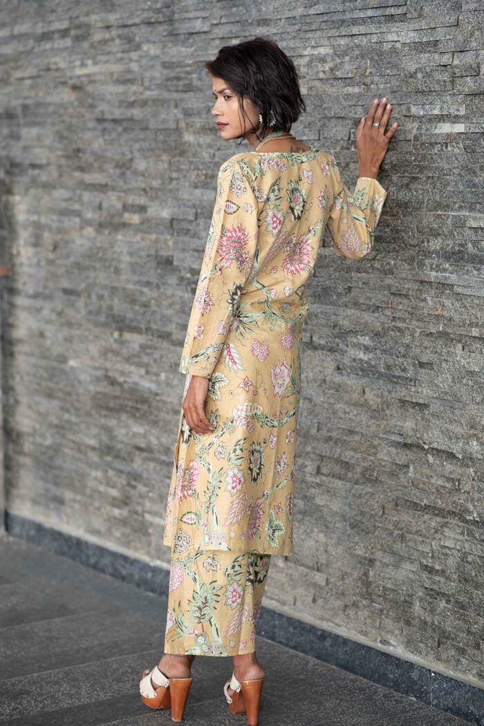 Straight beige Floral pallazo set - Image 4