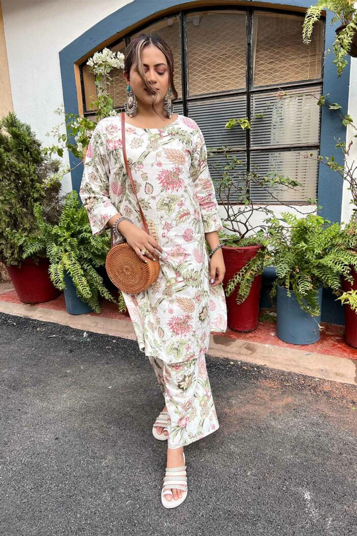 White flower Pallazo set - Image 1