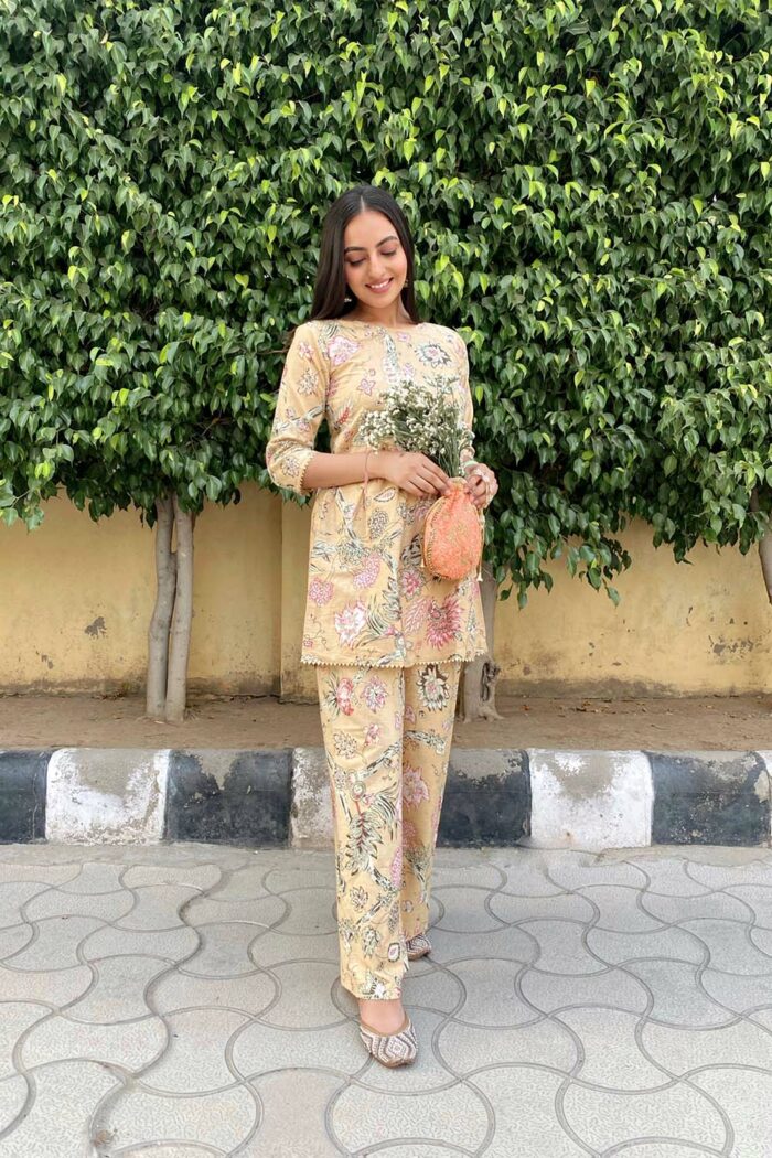 Beige frock style palazzo set - Image 3