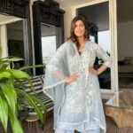 Cerulean color pure cotton coord 3 piece set