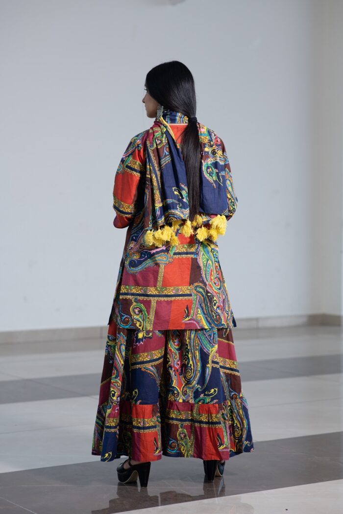 Sharara style 3 piece black cotton set with co-ord duppata - Image 7