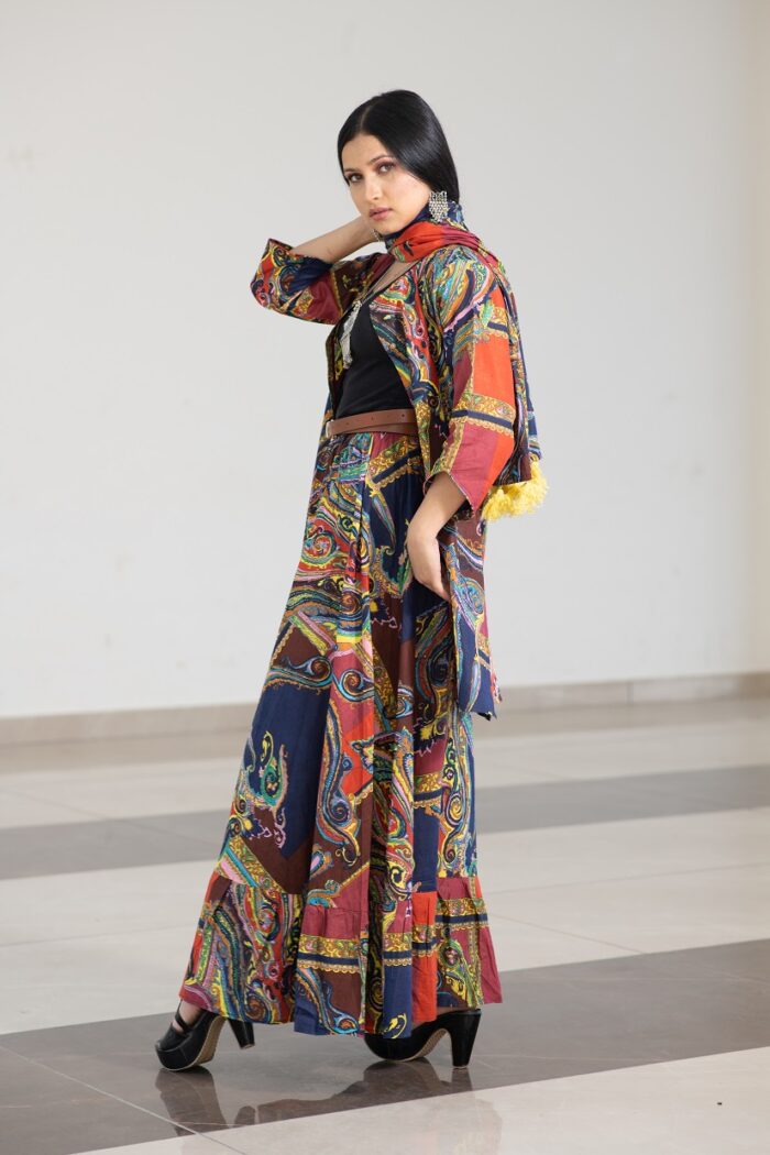 Sharara style 3 piece black cotton set with co-ord duppata - Image 6