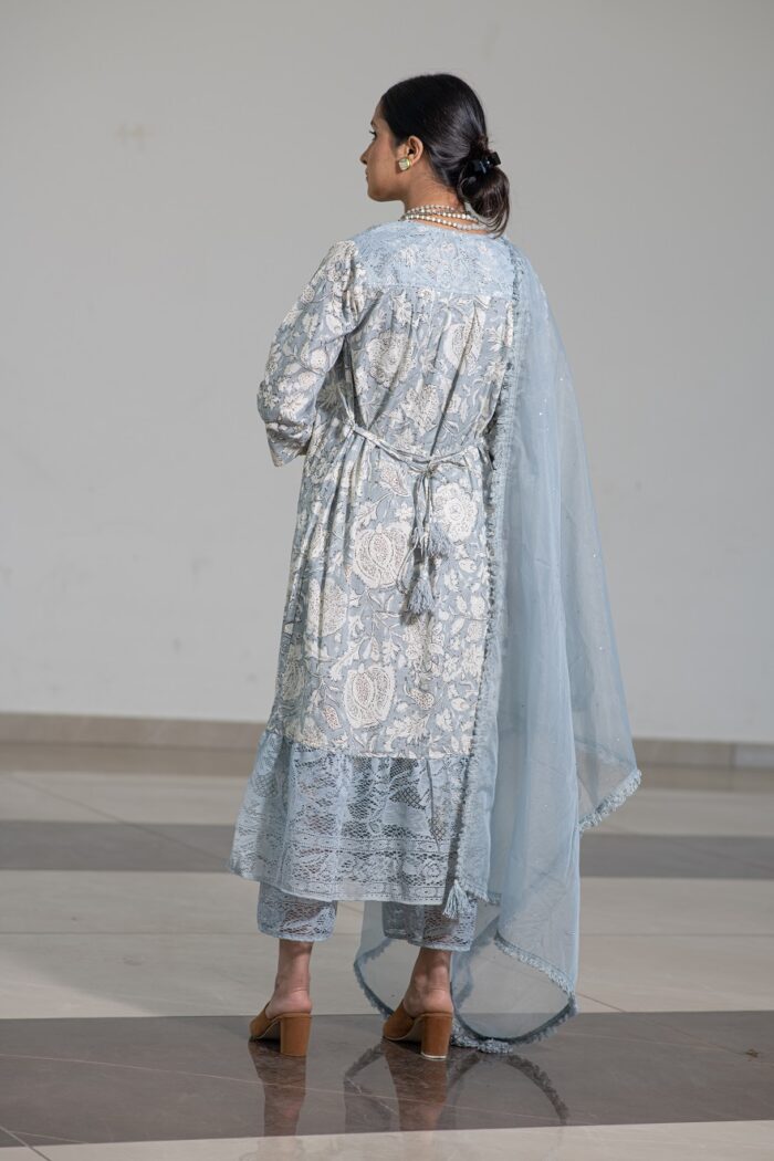 Cerulean color pure cotton coord 3 piece set - Image 8