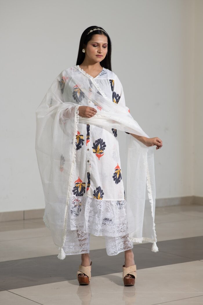 Pure cotton white coord set - Image 1