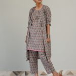 Venus-color 3 piece cotton straight suit