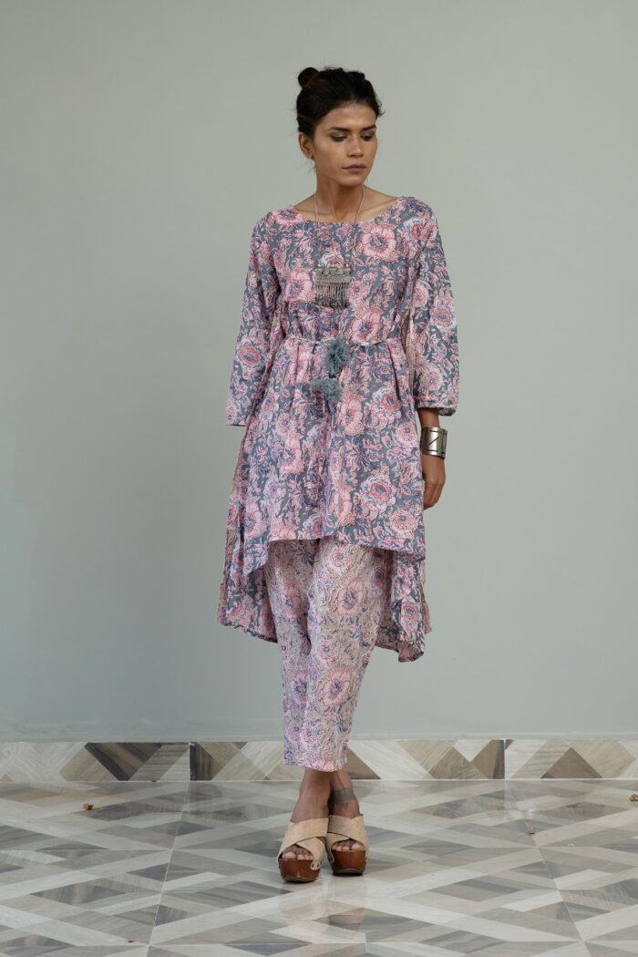 Flower print cotton circular suit set - Image 2