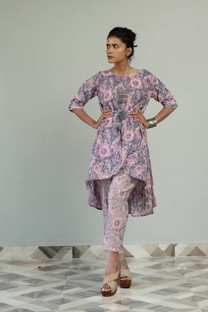 Flower print cotton circular suit set - Image 3