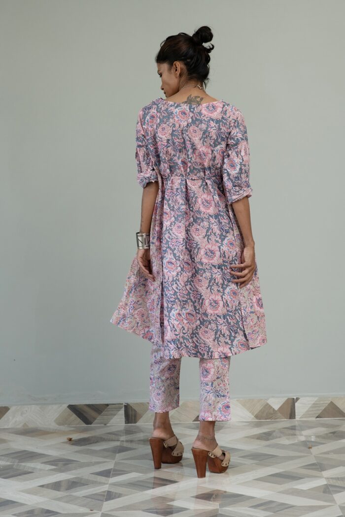 Flower print cotton circular suit set - Image 5