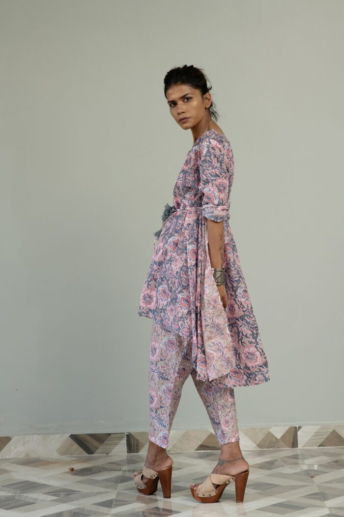 Flower print cotton circular suit set - Image 4