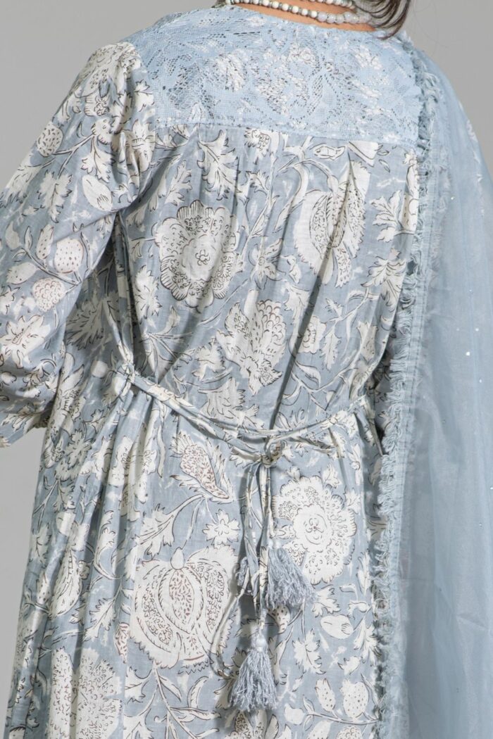 Cerulean color pure cotton coord 3 piece set - Image 4