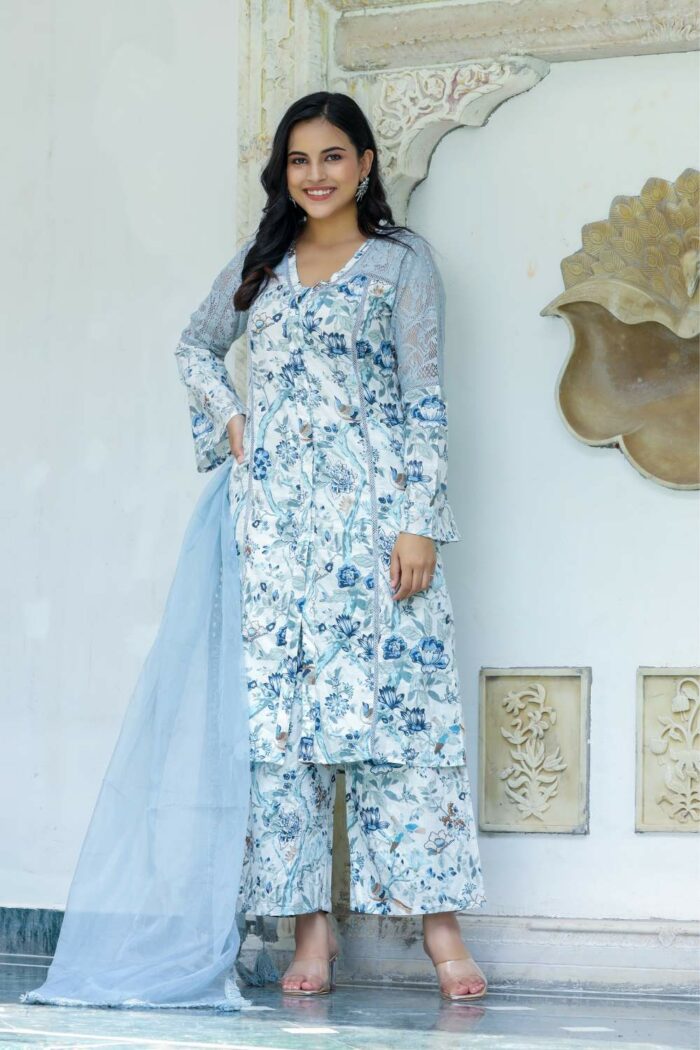 Breath of Blue Cotton Cocktail Dress - Image 2