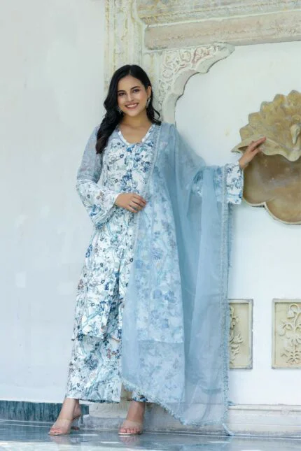 Breath of Blue Cotton Cocktail Dress