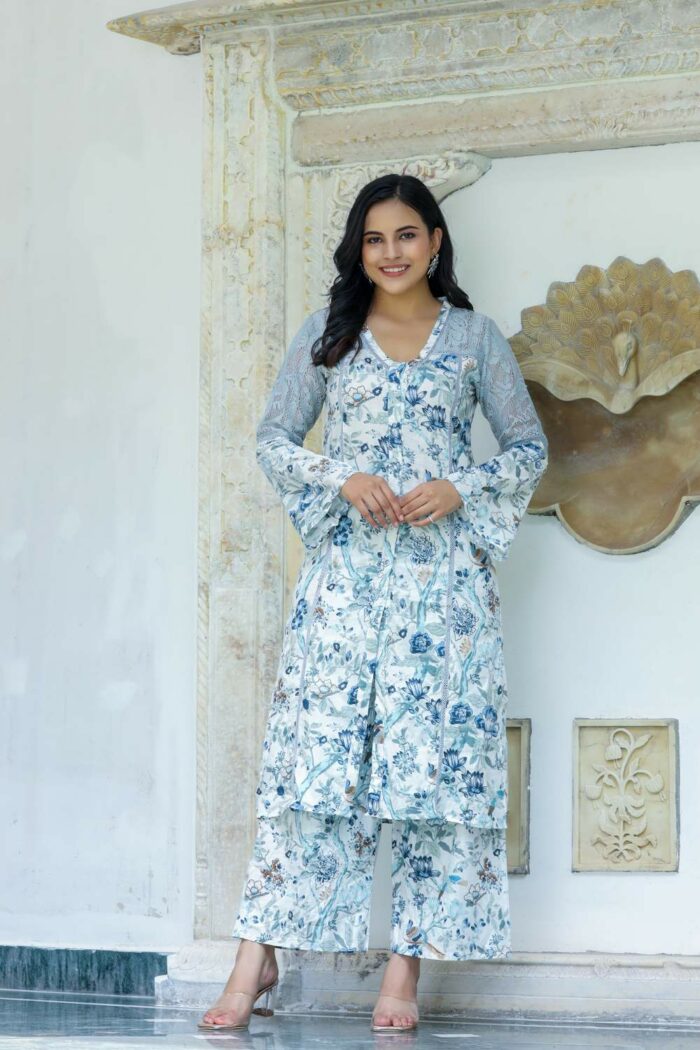 Breath of Blue Cotton Cocktail Dress - Image 3