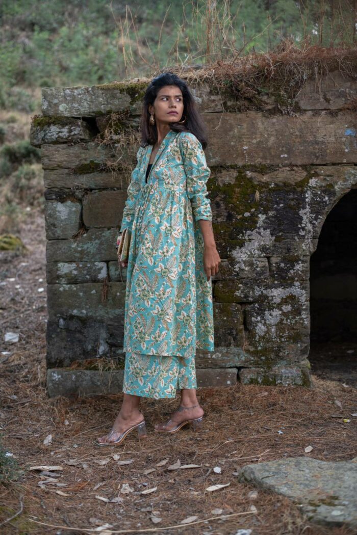 Emerald green pure cotton co-ord set - Image 3