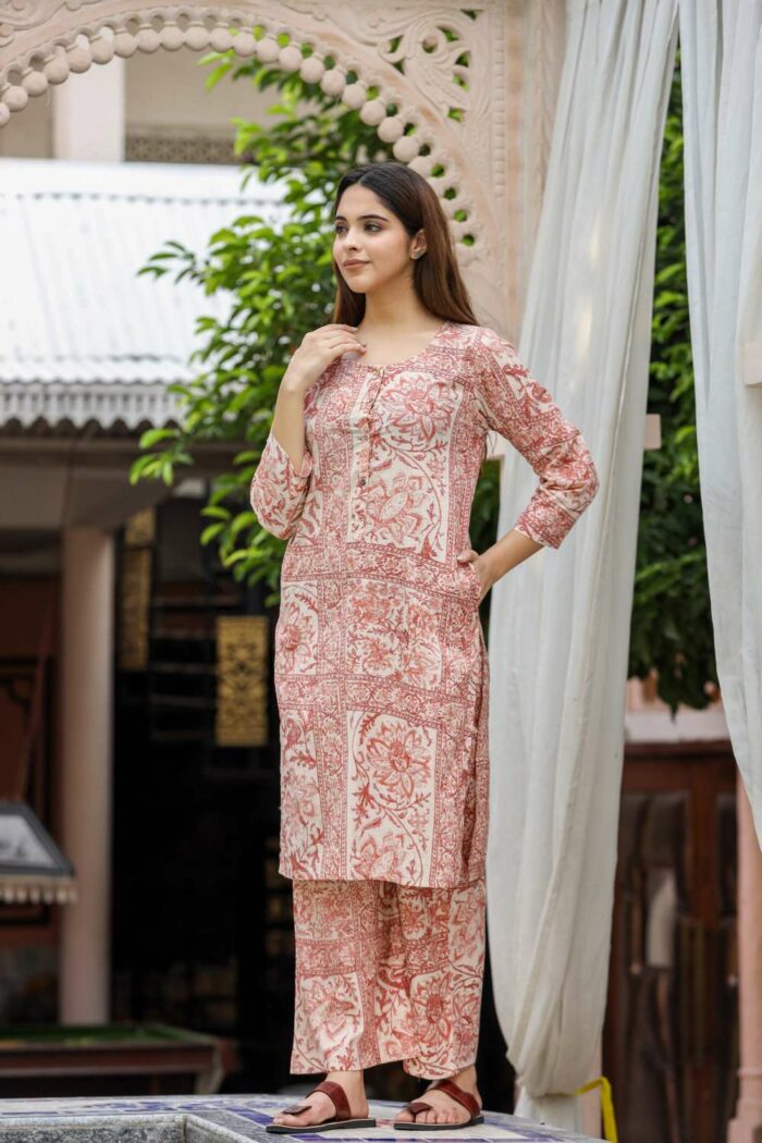 Rustic pink cotton co-ord set - Image 4