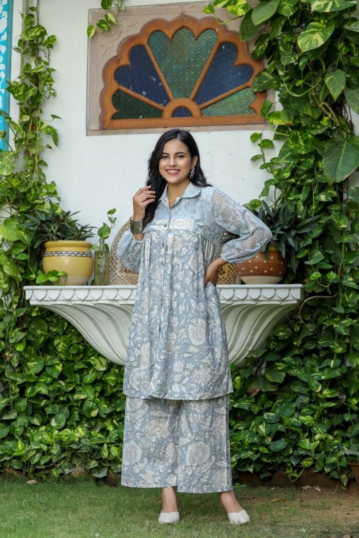 Summer Garden Chic Blue Dress - Image 2