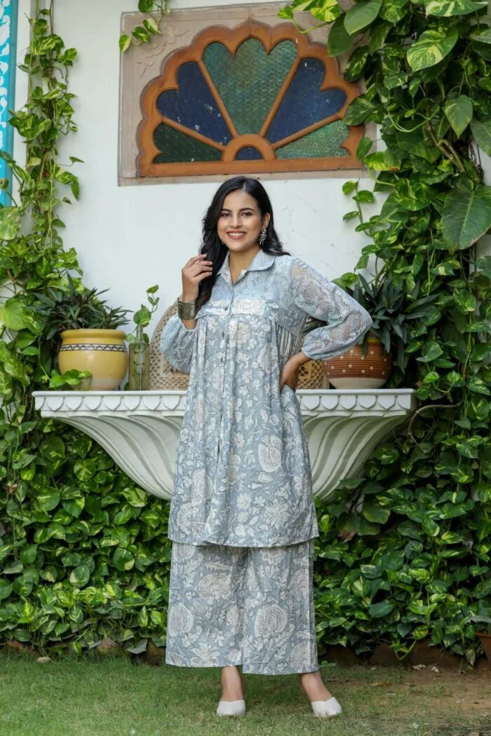 Summer Garden Chic Blue Dress - Image 2
