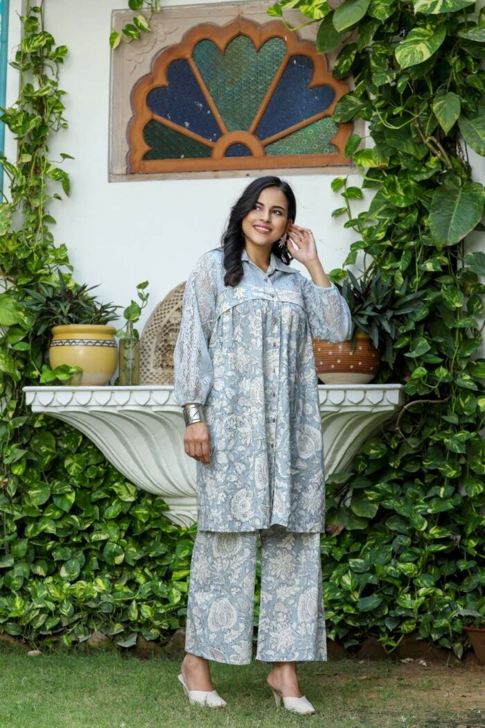 Summer Garden Chic Blue Dress - Image 1