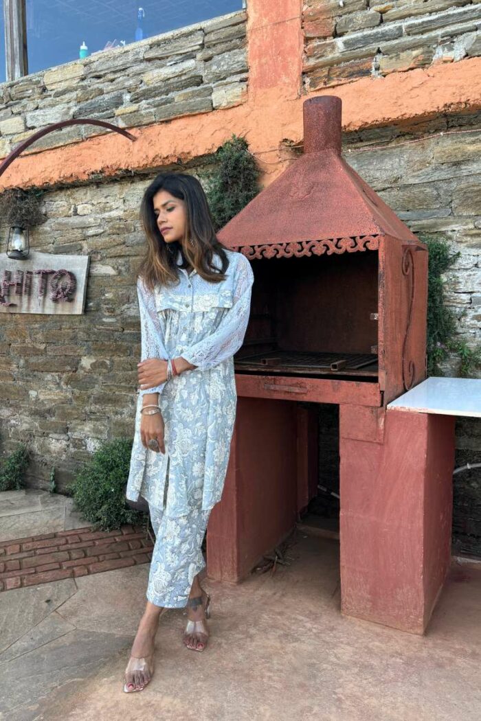 Summer Garden Chic Blue Dress - Image 3