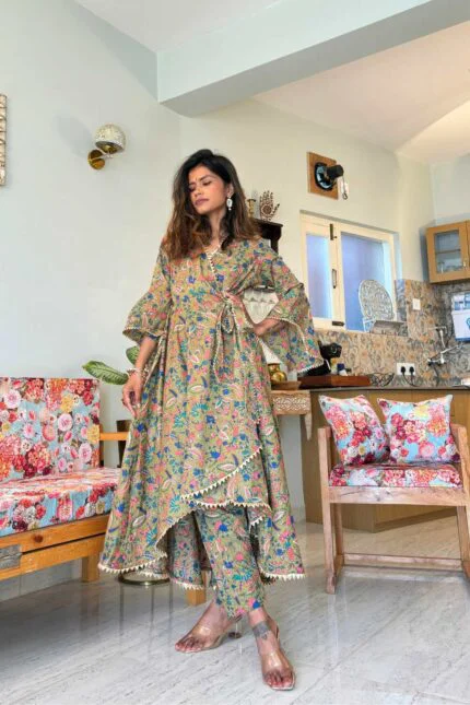 Meadow Breeze Olive Cotton ensemble