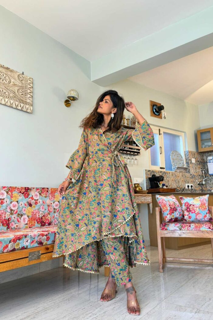 Meadow Breeze Olive Cotton ensemble - Image 2