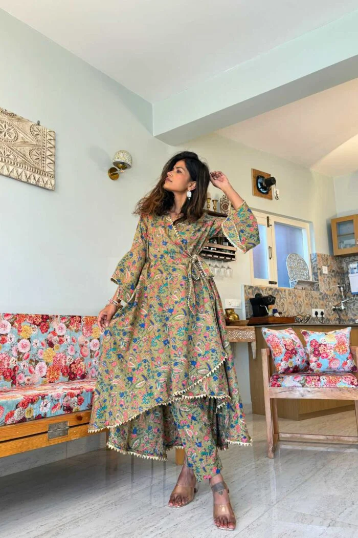 Meadow Breeze Olive Cotton ensemble - Image 2