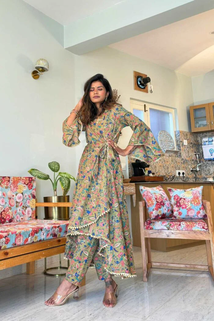 Meadow Breeze Olive Cotton ensemble - Image 3