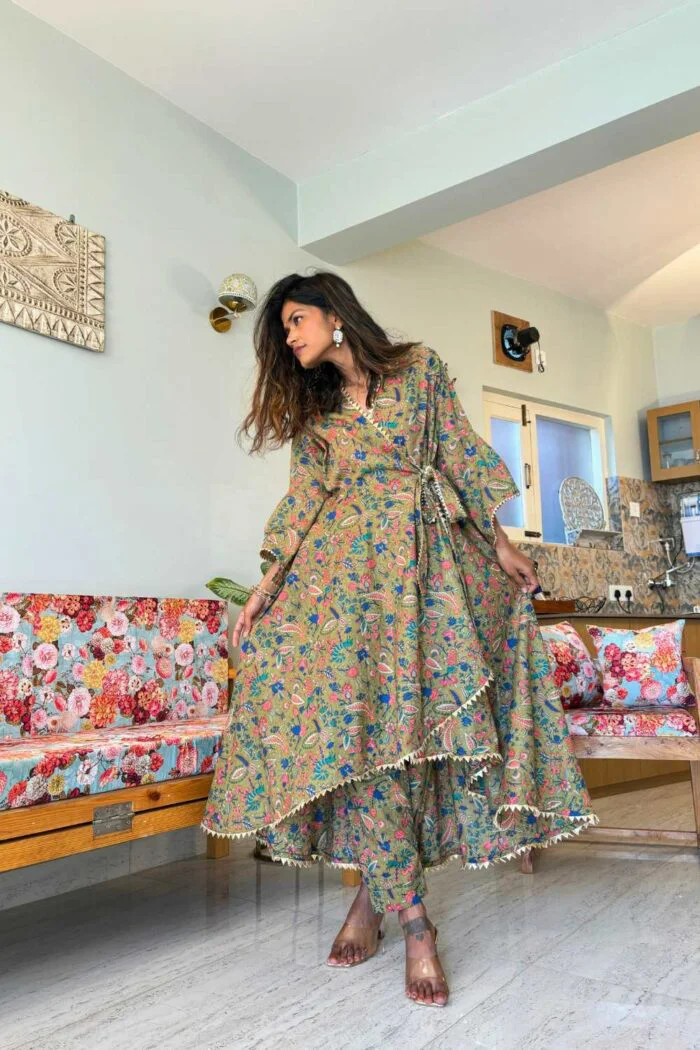 Meadow Breeze Olive Cotton ensemble - Image 4