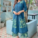 Long Blue designer shifali ensemble