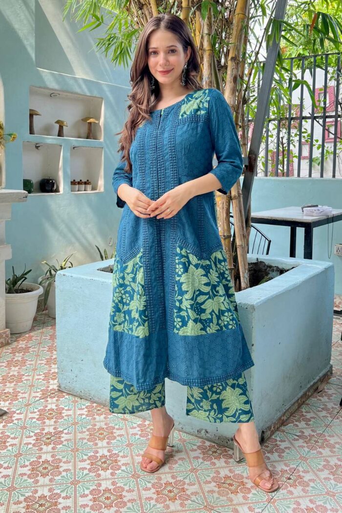 Long Blue designer shifali ensemble - Image 1