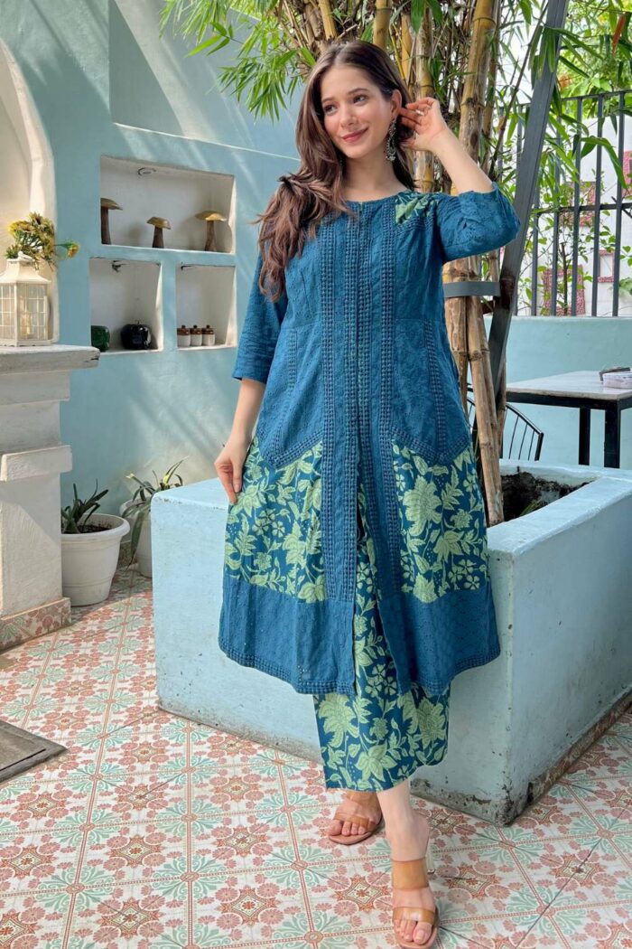 Long Blue designer shifali ensemble - Image 4