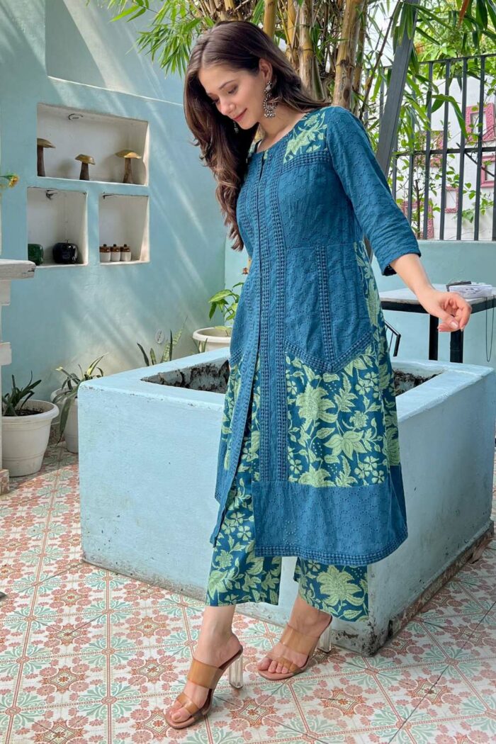Long Blue designer shifali ensemble - Image 6